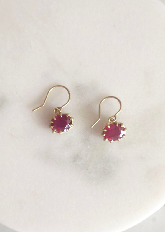 Erin Cuff Jewelry | Bright Ruby Drop Earrings  | 4.15cttw