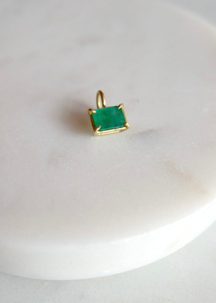Erin Cuff Jewelry | Petite Emerald Basket Pendant | 18k