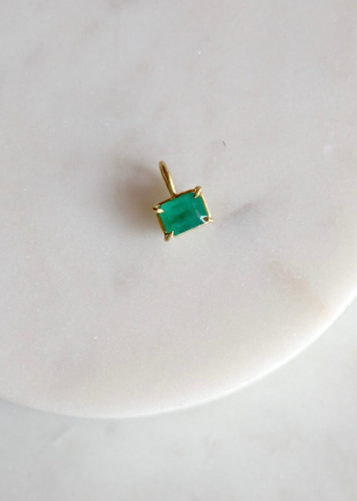 Erin Cuff Jewelry | Petite Emerald Basket Pendant | 18k