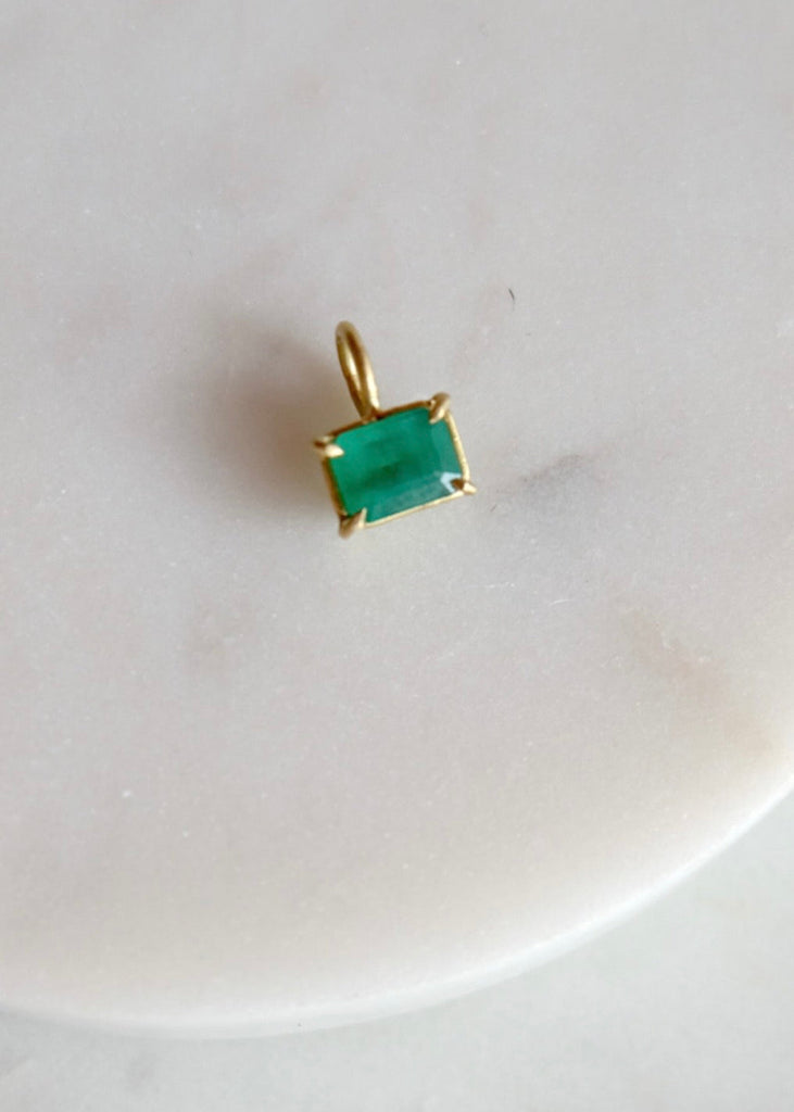 Erin Cuff Jewelry | Petite Emerald Basket Pendant | 18k