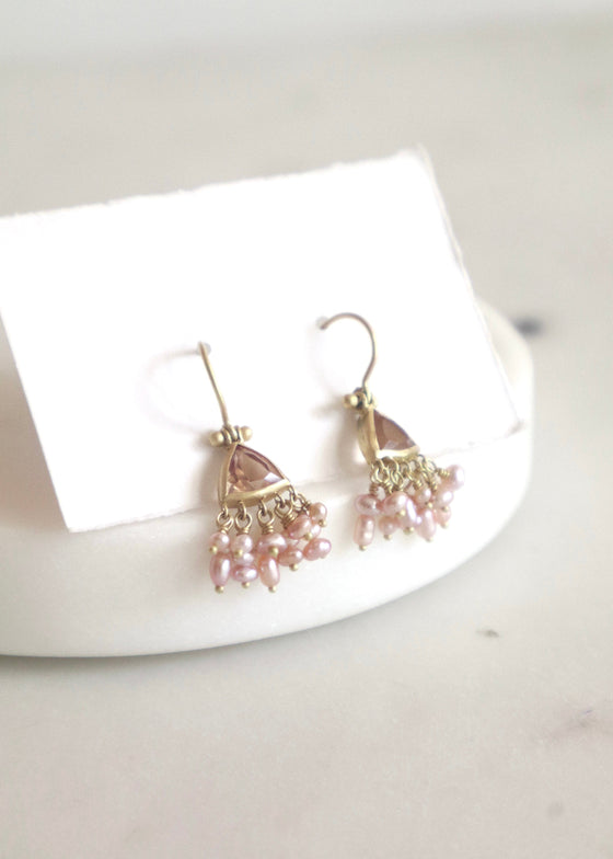 Erin Cuff Jewelry | Petite Topaz + Pearl Earrings