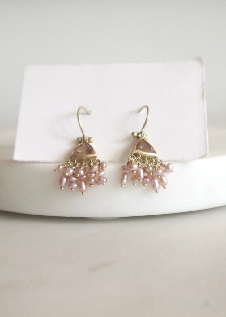 Erin Cuff Jewelry | Petite Topaz + Pearl Earrings