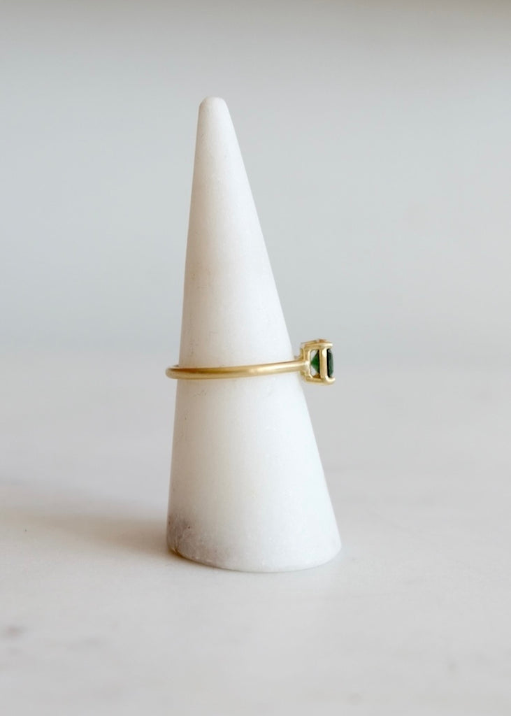 Erin Cuff Jewelry | Teal Tourmaline Basket Ring | 18k