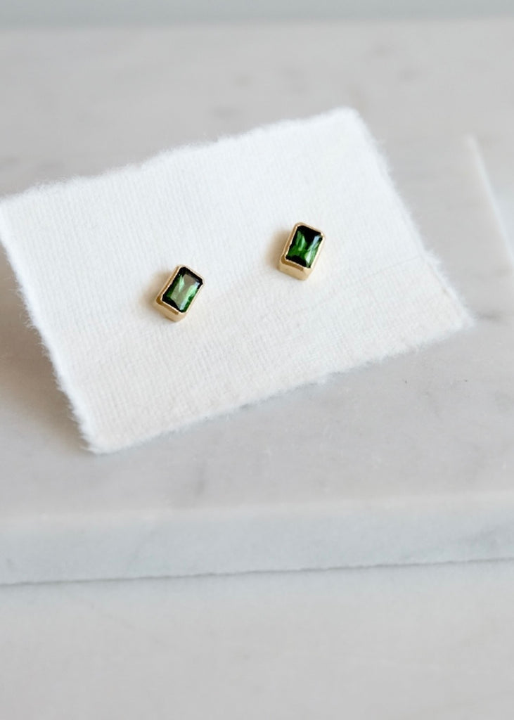 Erin Cuff Jewelry | Tourmaline Bezel Studs | 18k