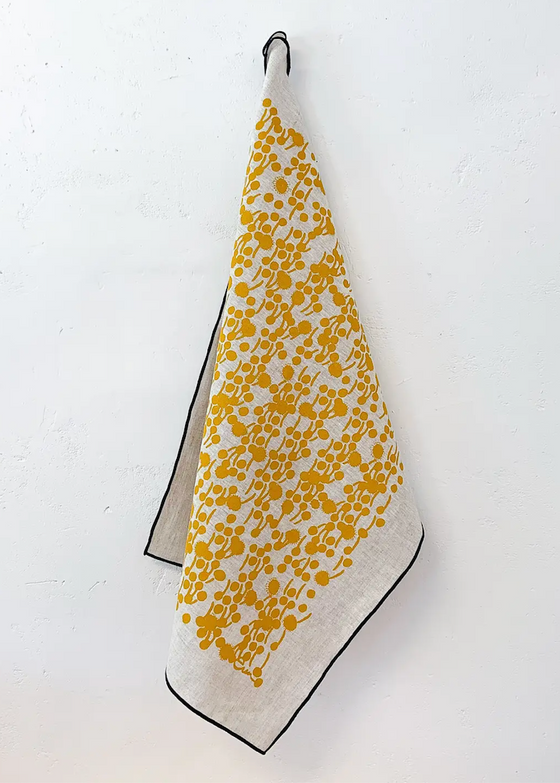 Erin Flett | Gold Berries Oatmeal Linen Tea Towel
