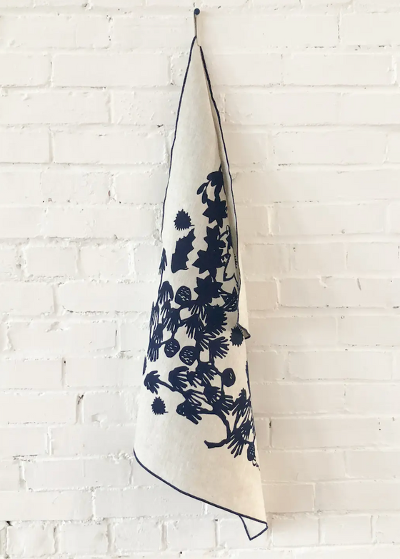 Erin Flett | Navy Deep Woods Linen Tea Towel