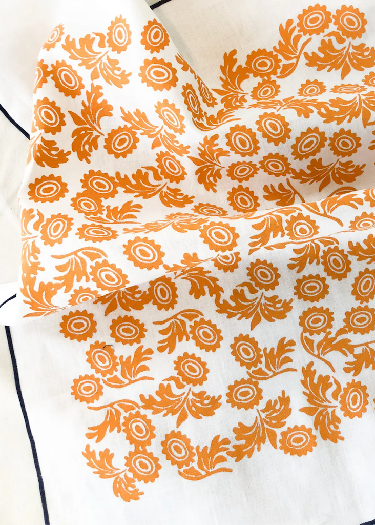 Erin Flett | Tangerine Wallflower Linen Tea Towel