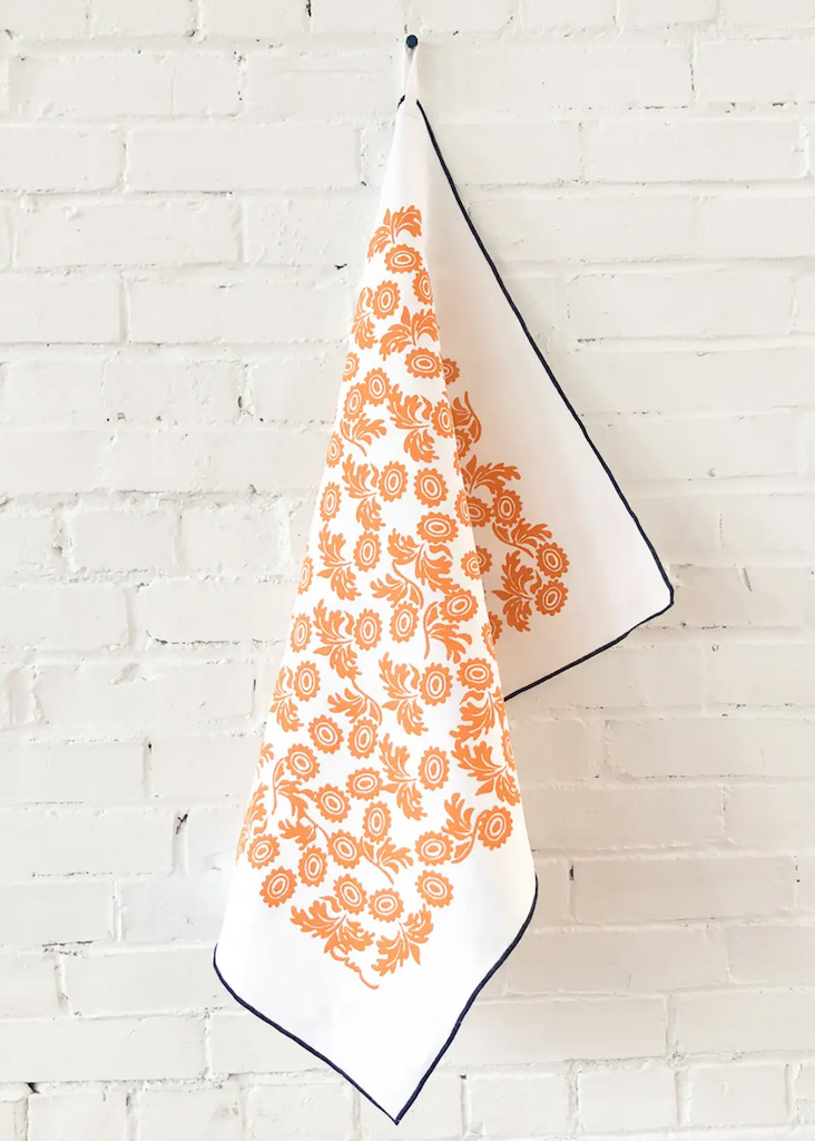 Erin Flett | Tangerine Wallflower Linen Tea Towel
