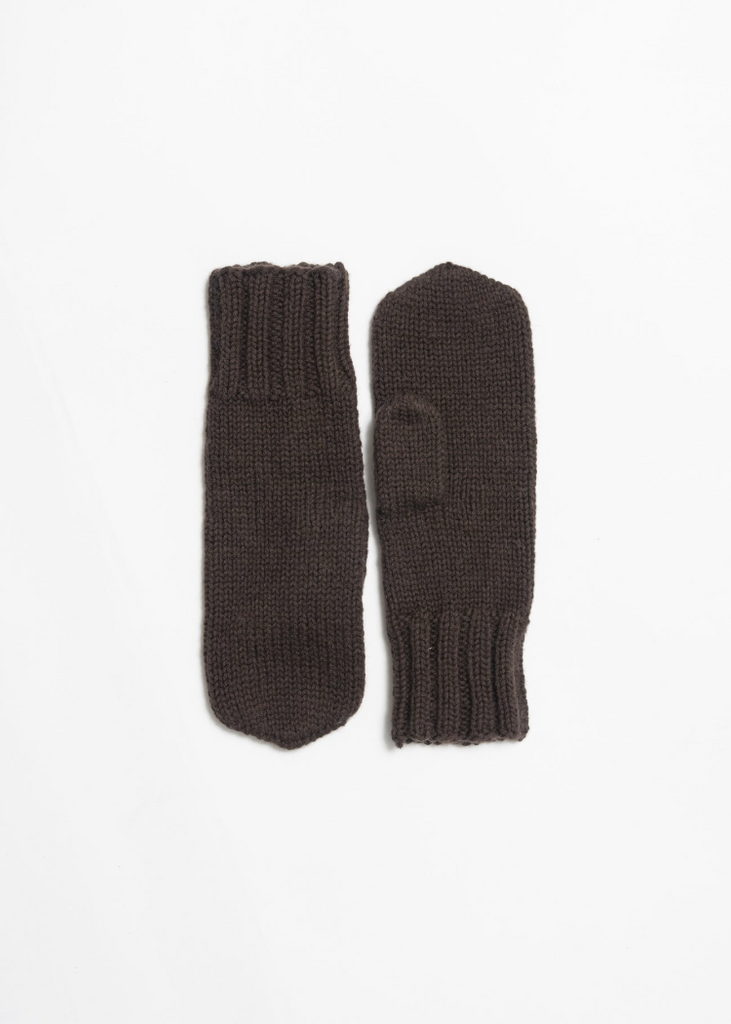 Dinadi | Merino Handknit Mittens | Espresso Brown