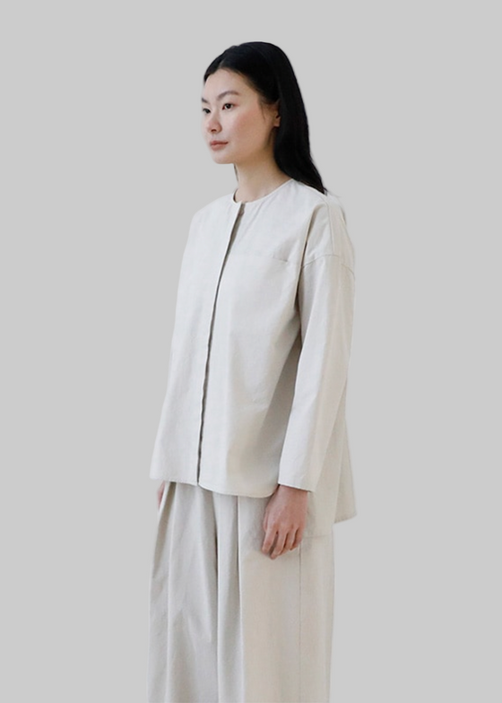 Evam Eva | Cotton No Collar Shirt
