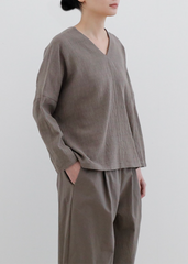 Evam Eva | Linen Cotton V Neck Pullover - The Phoenix