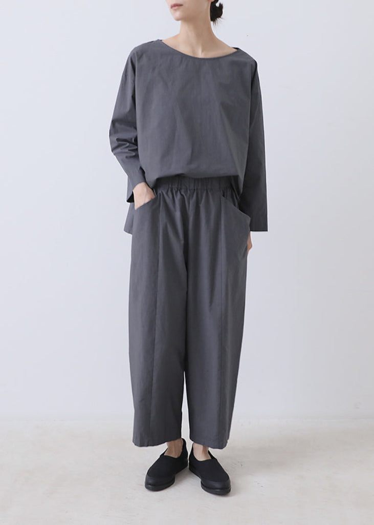 Evam Eva | Cotton Cropped Pants | Blue Gray