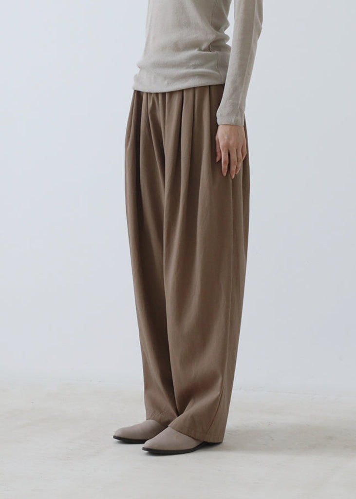 Evam Eva | Cotton Tuck Wide Pants | Amber - The Phoenix