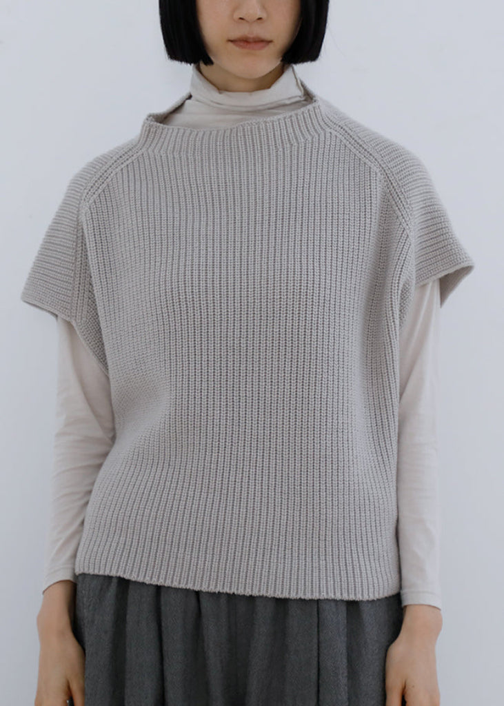 Evam Eva | Wool Cotton Aze Vest | Otter Grey