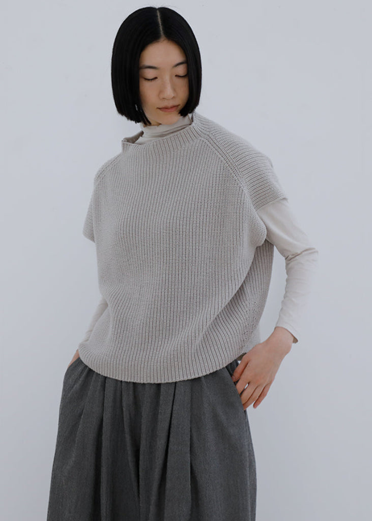 Evam Eva | Wool Cotton Aze Vest | Otter Grey