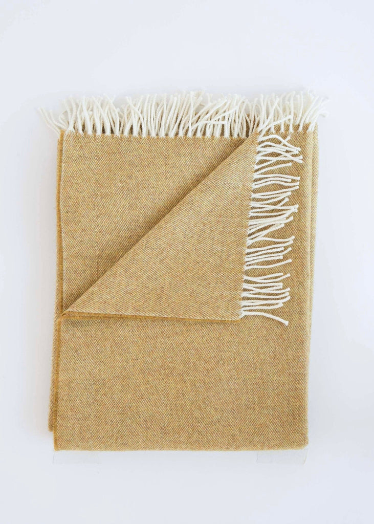 Evangeline | Lightweight Herringbone Throw blanket - honey