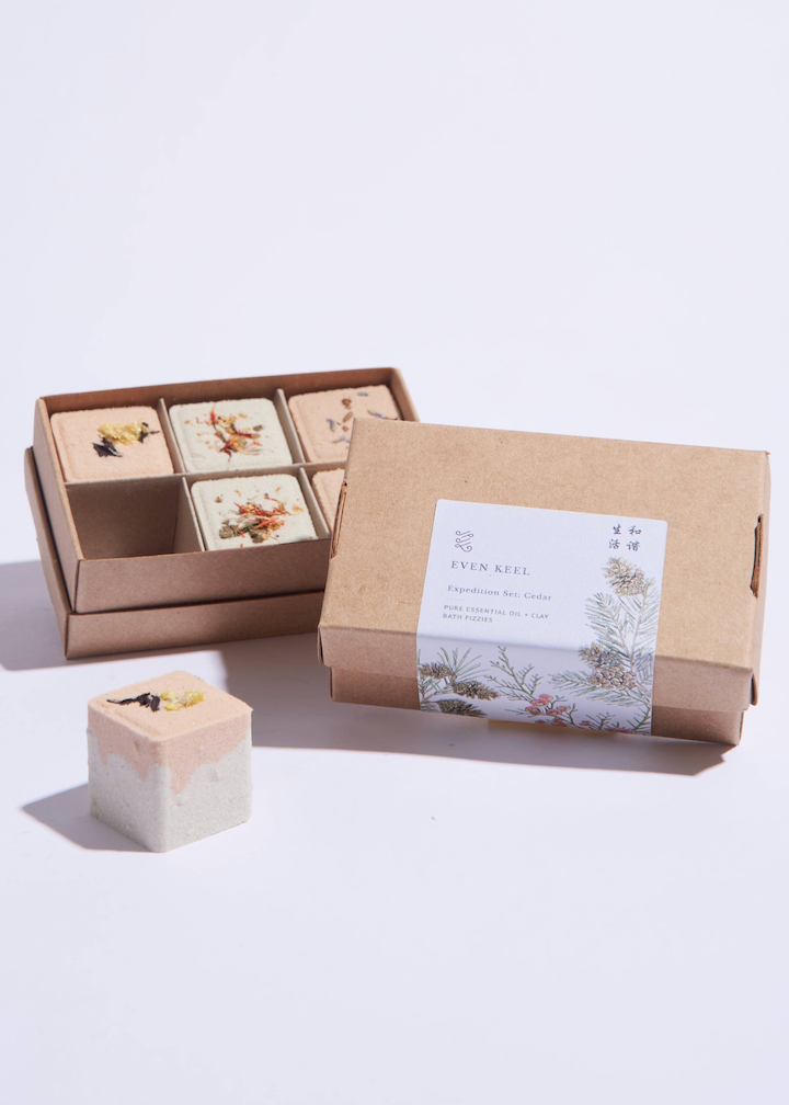 Even Keel | Fizzie Shower Steamer Cube Set | Cedar