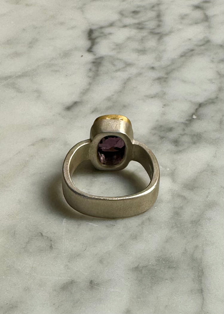 Faceted Cushion Purple Spinel Ring