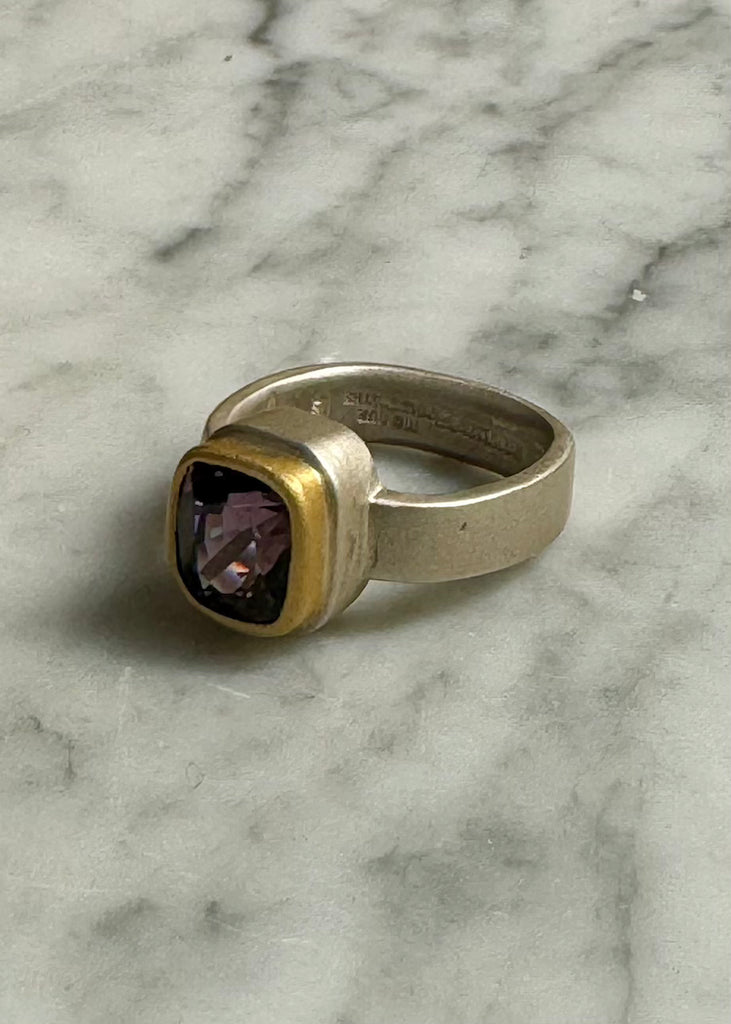 Faceted Cushion Purple Spinel Ring