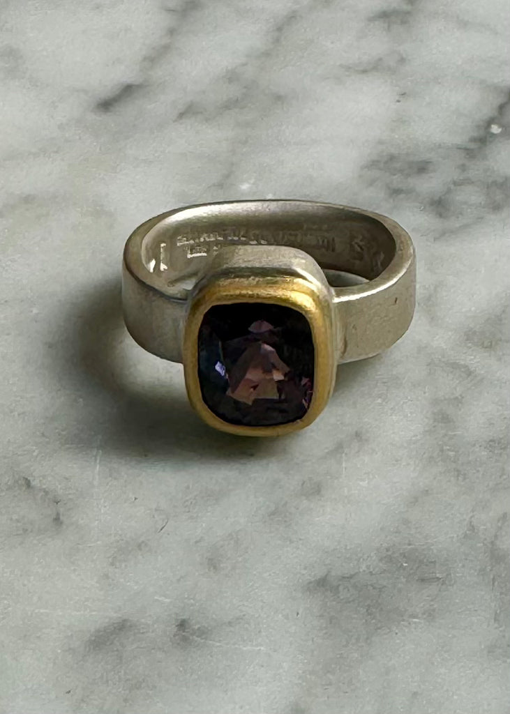 Faceted Cushion Purple Spinel Ring