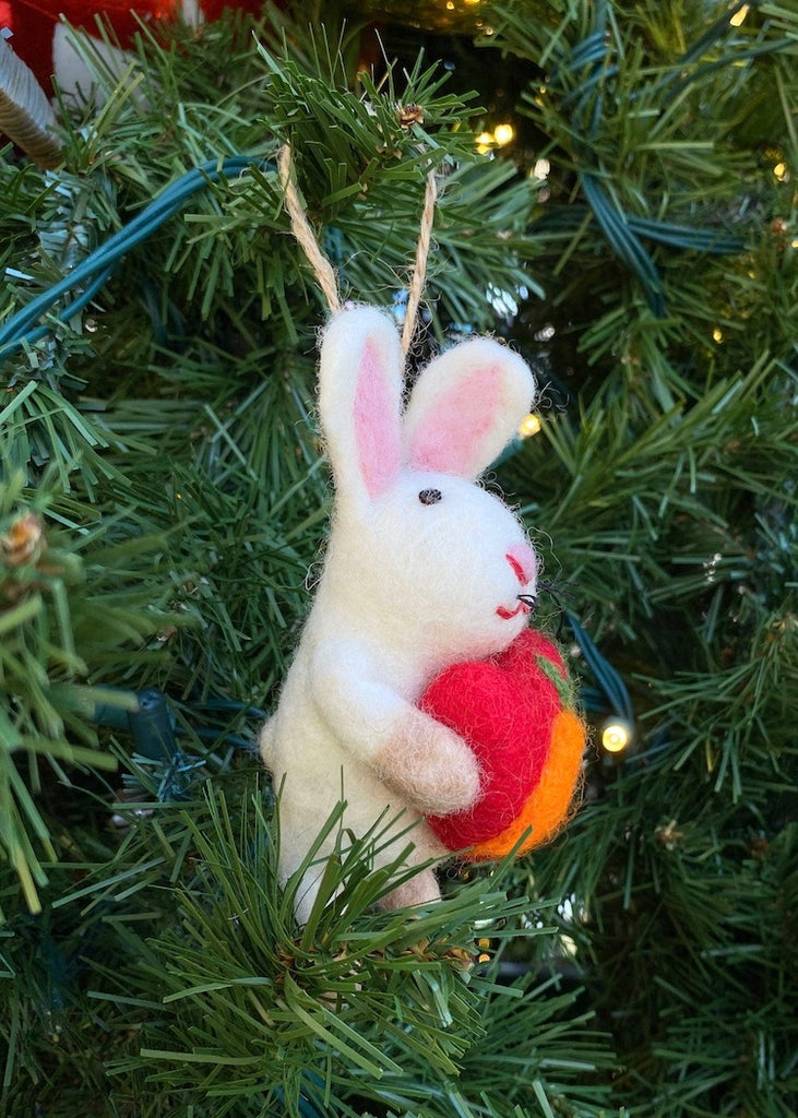 Felt Bunny Holding A Heart Ornament