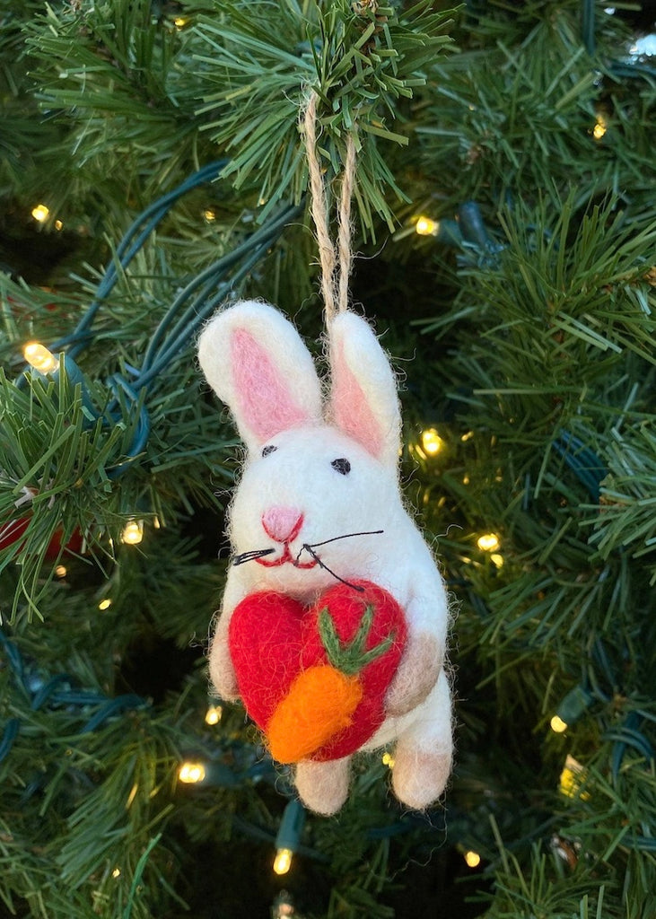 Felt Bunny Holding A Heart Ornament