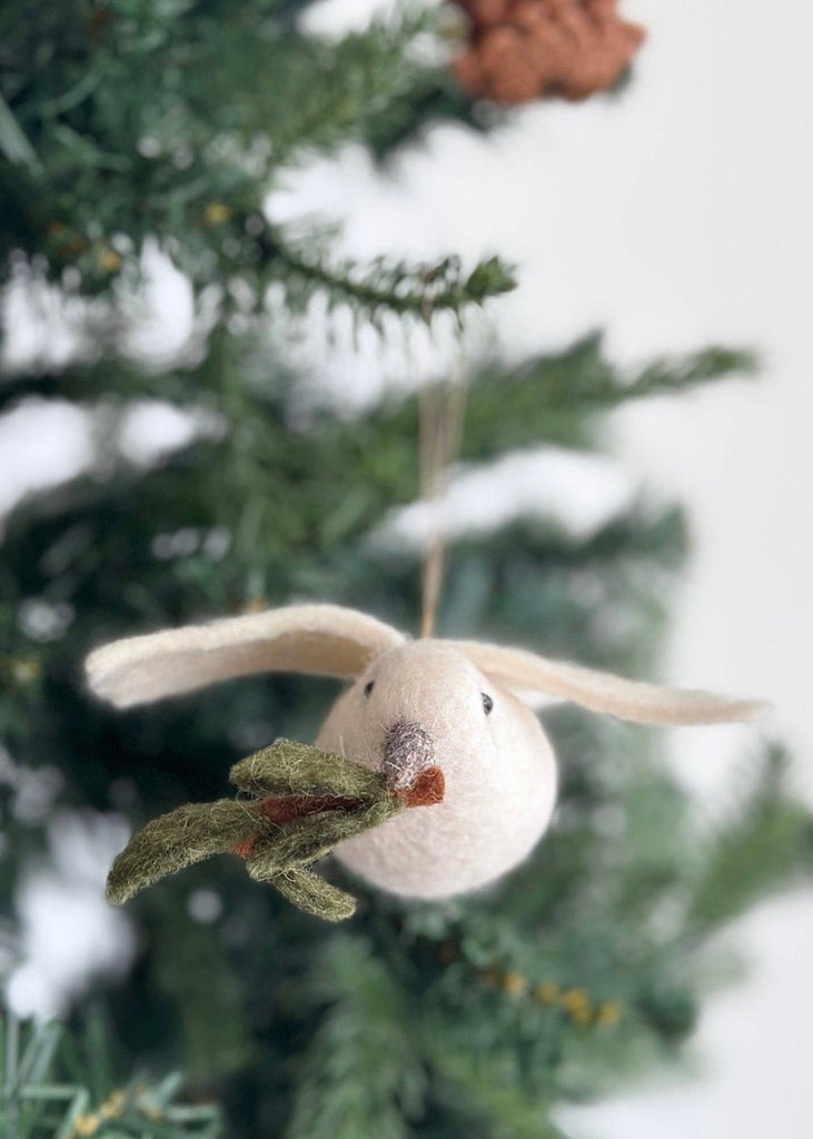 Felt Dove With Olive Twig Ornament