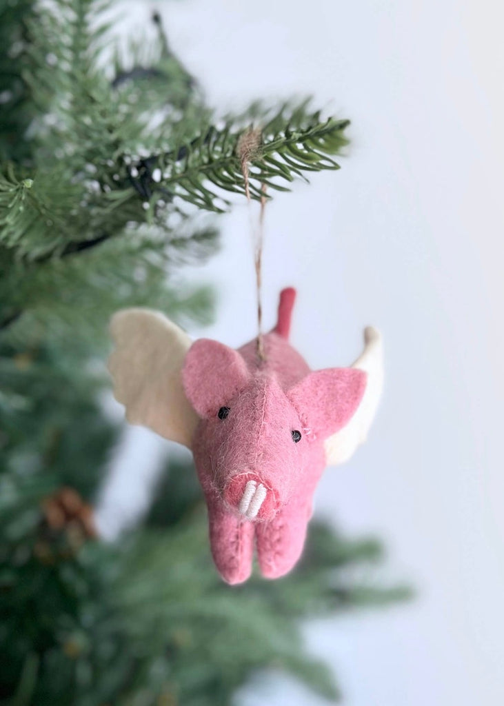 Felt Flying Pig Ornament
