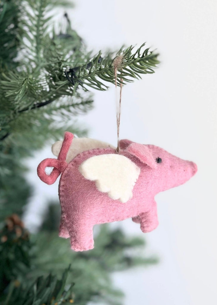 Felt Flying Pig Ornament