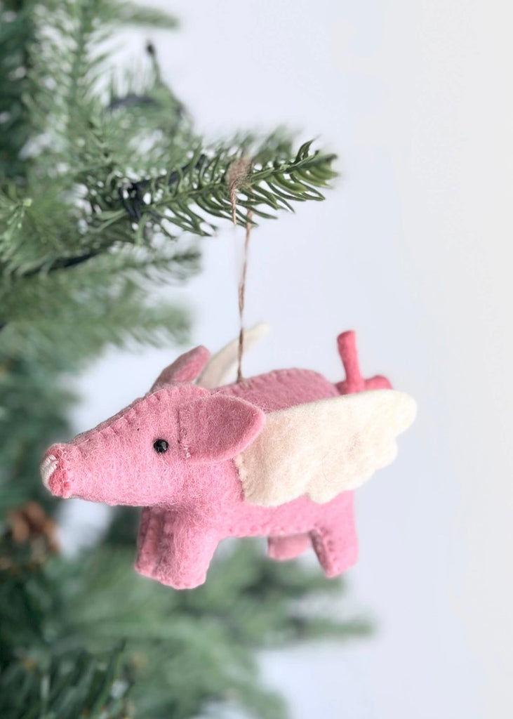 Felt Flying Pig Ornament