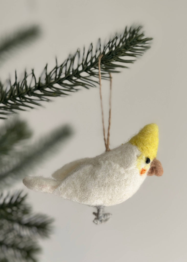 Felt Bird Ornament | White Parrot