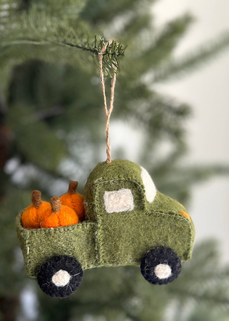 Felt Ornament | Pickup Truck with Pumpkins