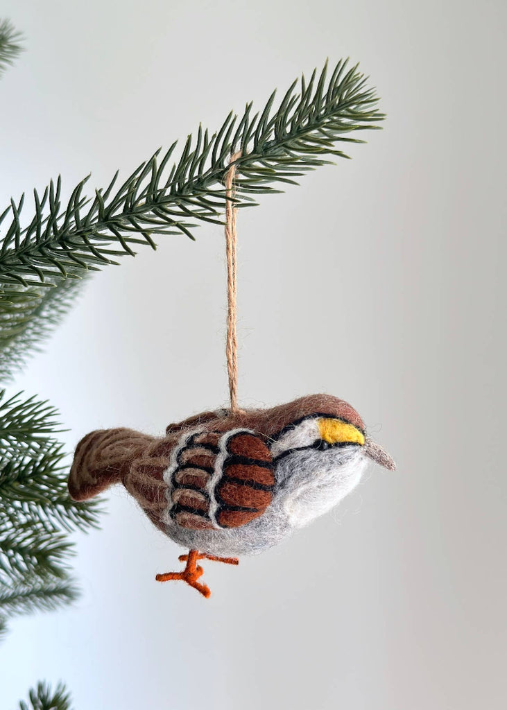Felt White Throat Sparrow Bird Ornament