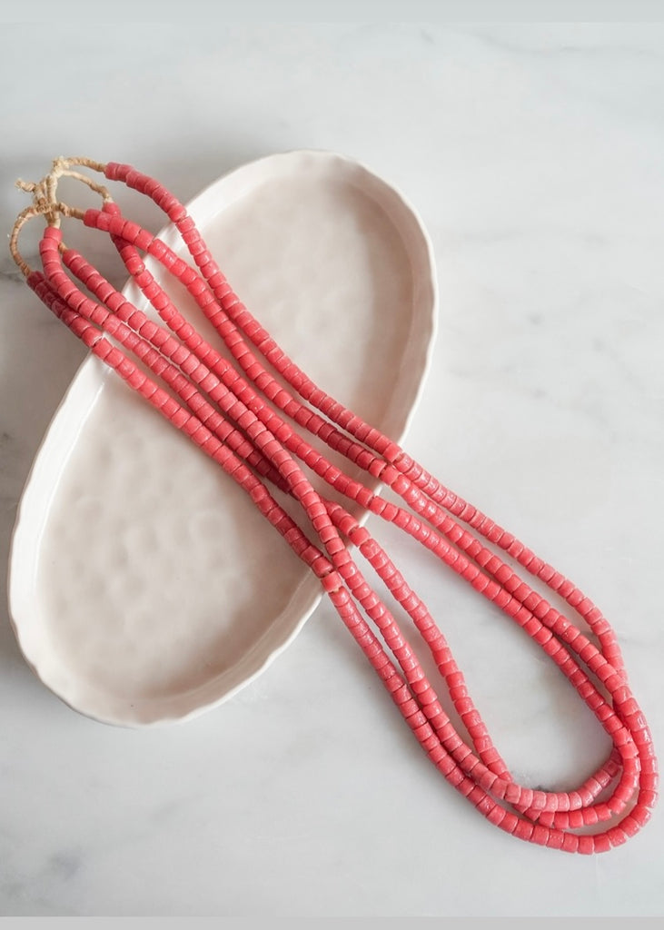 Flat-Ended Recycled Powder Glass Red Trade Beads