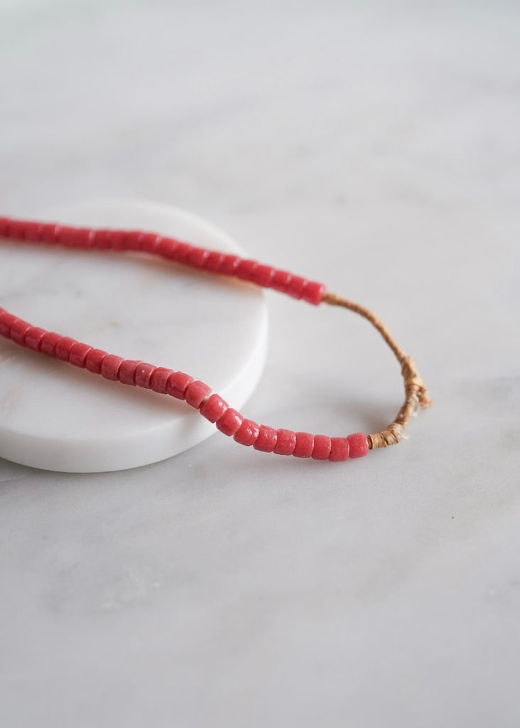 Flat-Ended Recycled Powder Glass Red Trade Beads