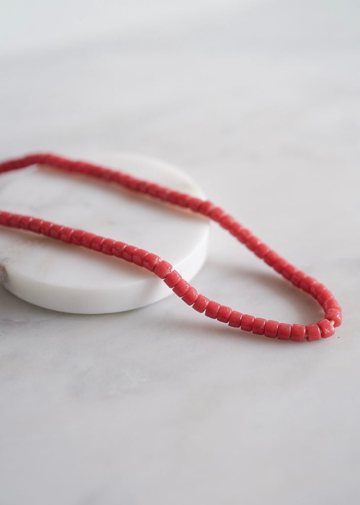 Flat-Ended Recycled Powder Glass Red Trade Beads