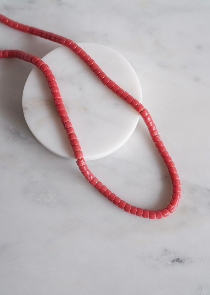 Flat-Ended Recycled Powder Glass Red Trade Beads