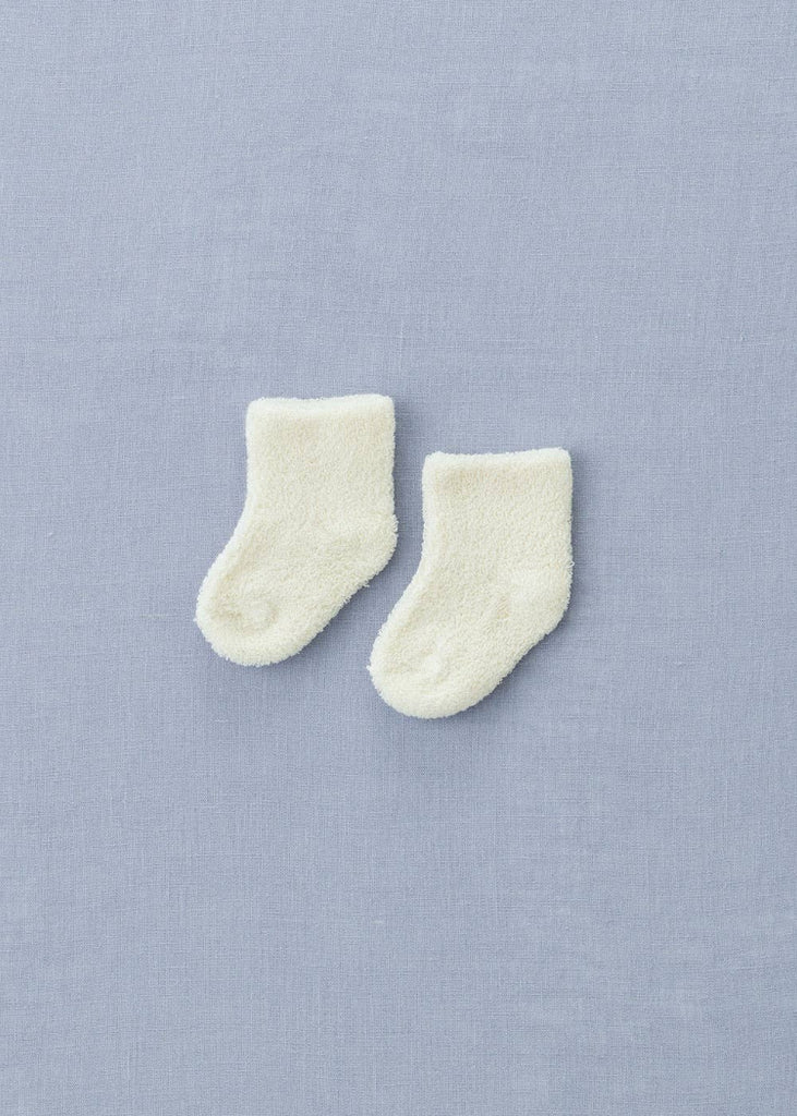 Fog Linen Work | Baby Pile Socks | White