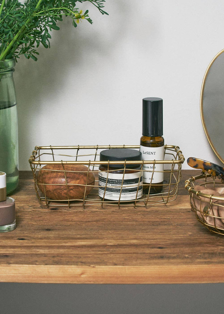 Fog Linen Work | Iron Wire Basket Rectangle (S)