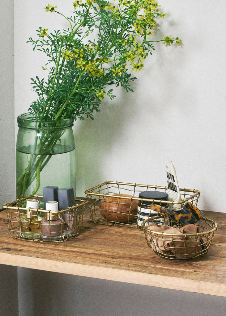 Fog Linen Work | Iron Wire Basket Rectangle (S)
