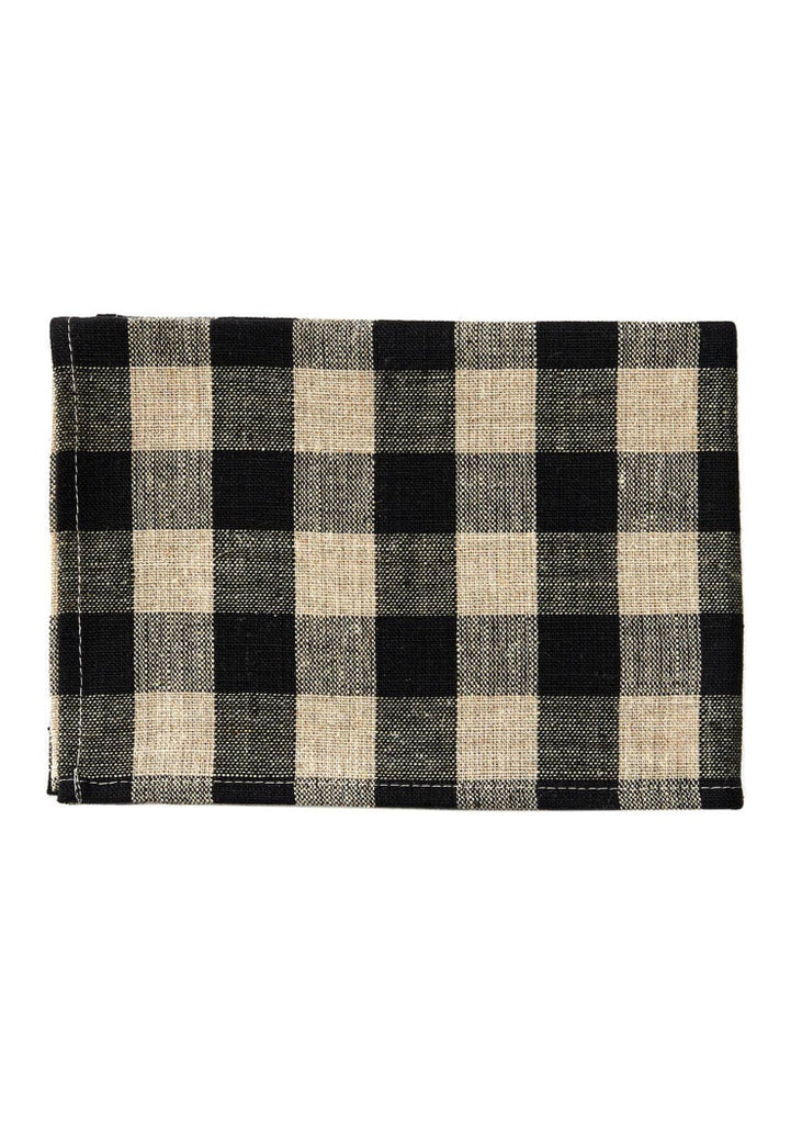 Fog Linen Work | Thick Linen Kitchen Cloth Black Natural Check