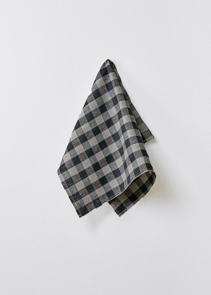Fog Linen Work | Thick Linen Kitchen Cloth Black Natural Check