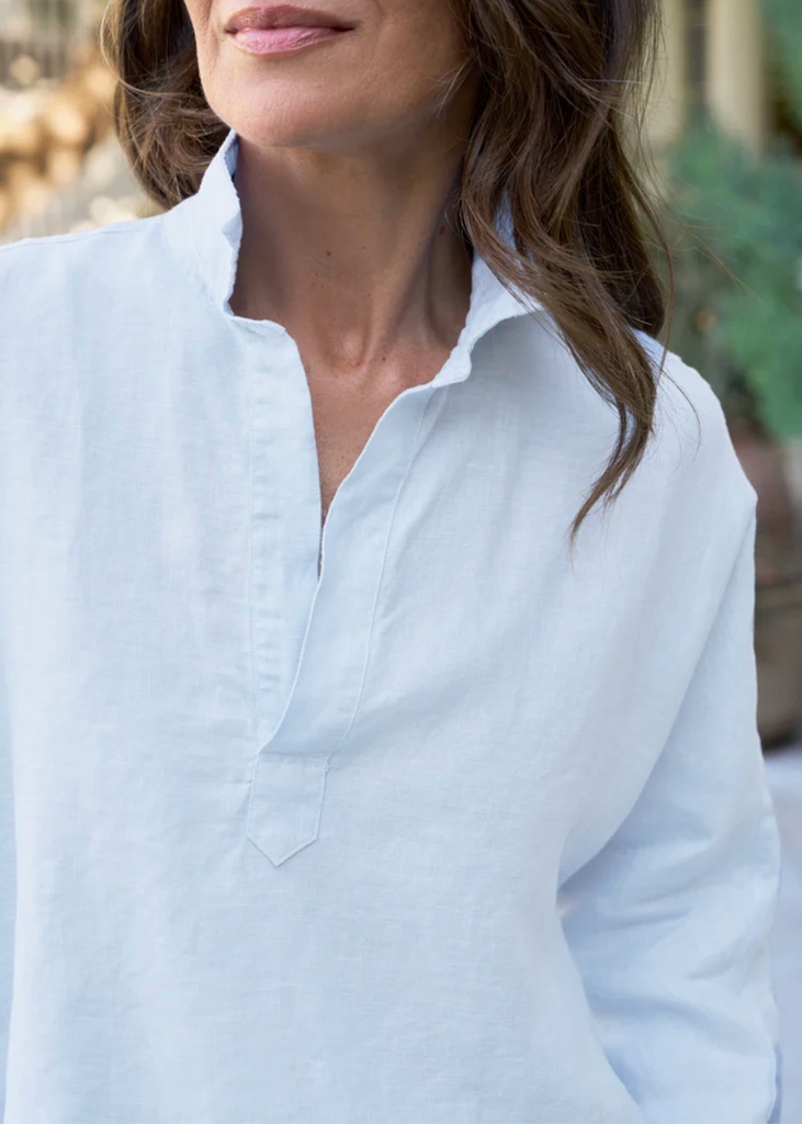Frank & EiIeen | Gabi Popover Shirt | Washed Linen | French Blue