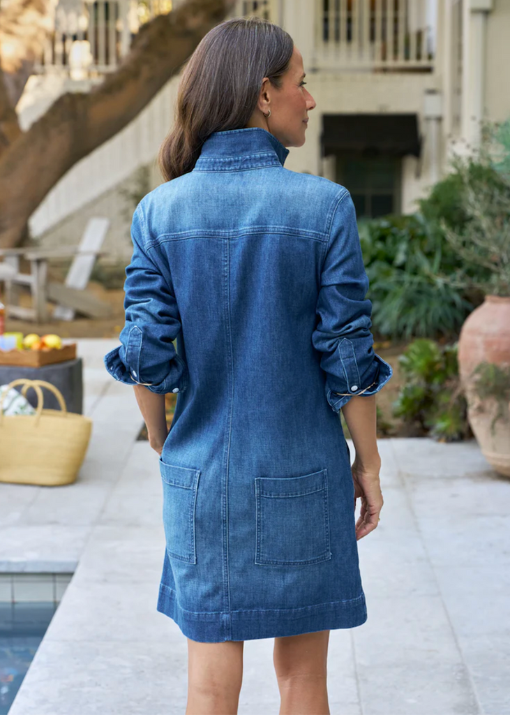 Frank & EiIeen | Long Sleeve Playsuit Dress | Italian Dream Light Denim 1984