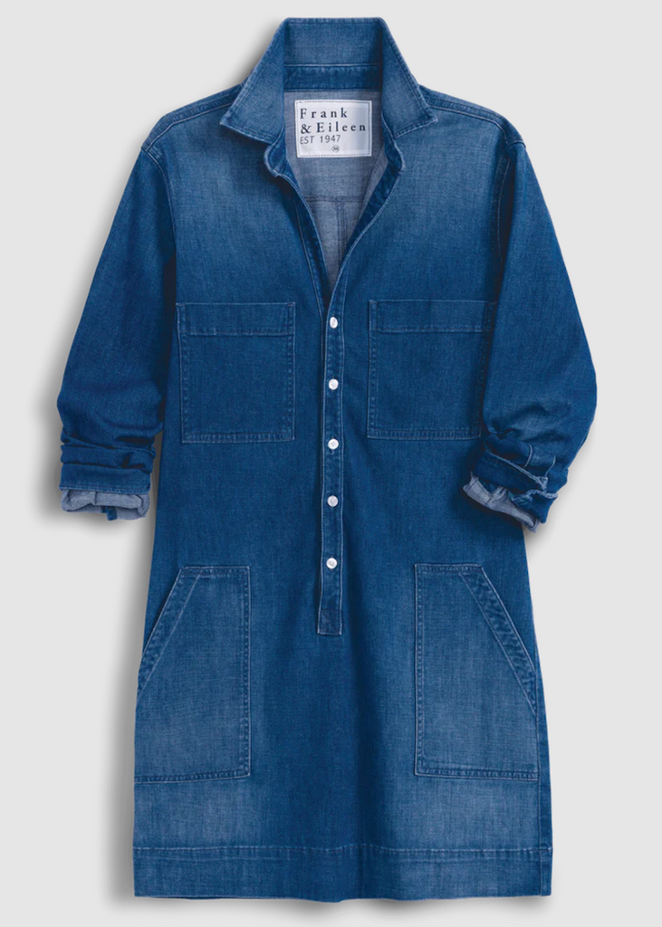 Frank & EiIeen | Long Sleeve Playsuit Dress | Italian Dream Light Denim 1984
