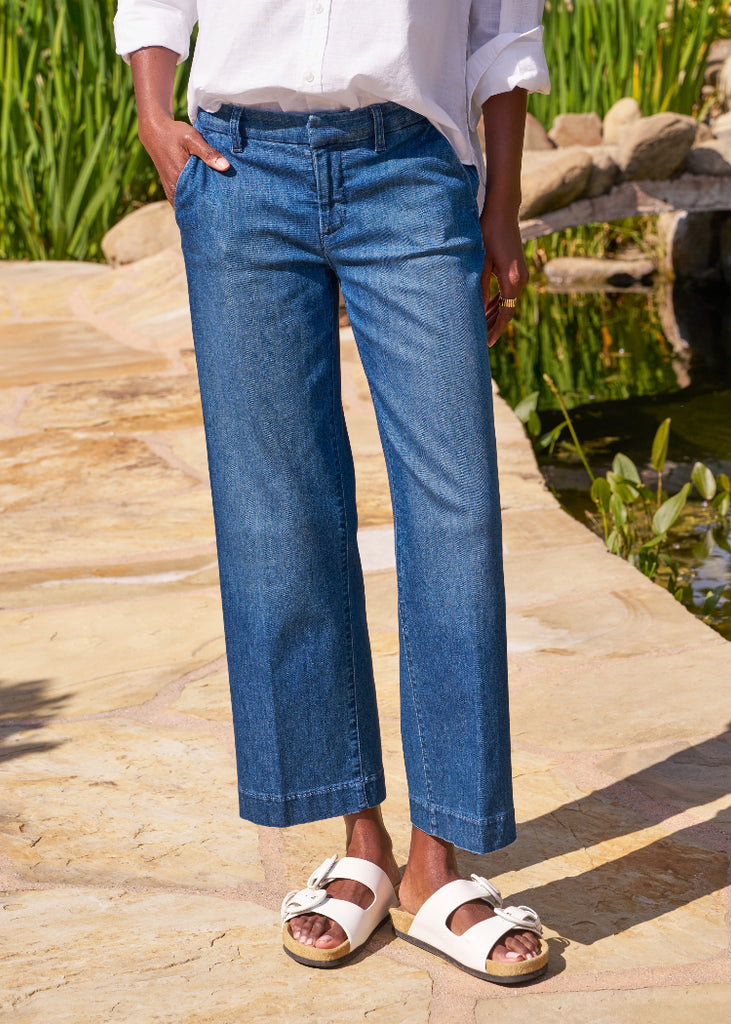 Frank & EiIeen | Westport Wide Leg Trouser | Italian Dream Light Denim
