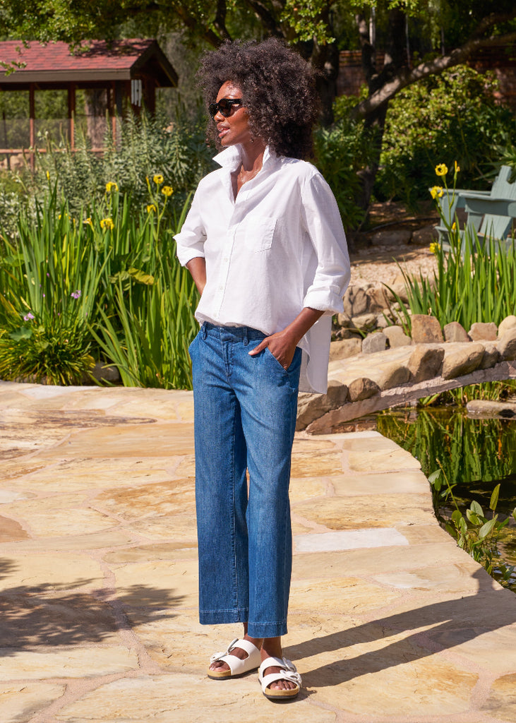 Frank & EiIeen | Westport Wide Leg Trouser | Italian Dream Light Denim