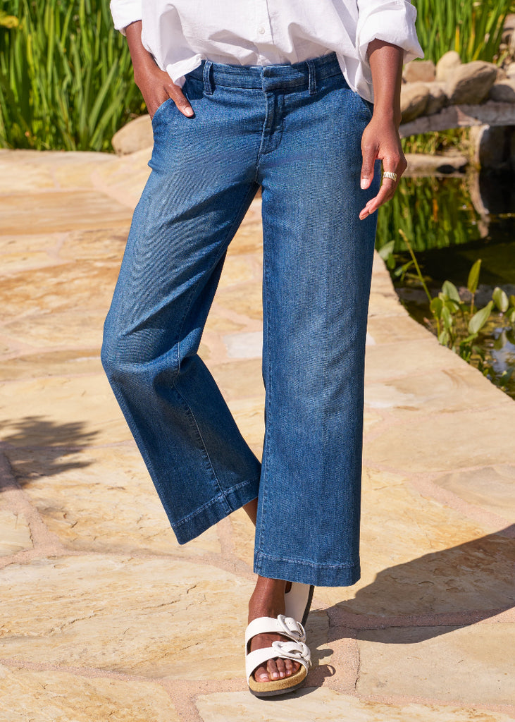 Frank & EiIeen | Westport Wide Leg Trouser | Italian Dream Light Denim