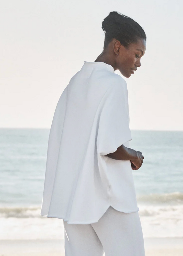 Frank & Eileen | Audrey Funnel Neck Capelet | Triple Terry White