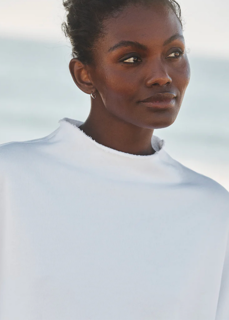 Frank & Eileen | Audrey Funnel Neck Capelet | Triple Terry White